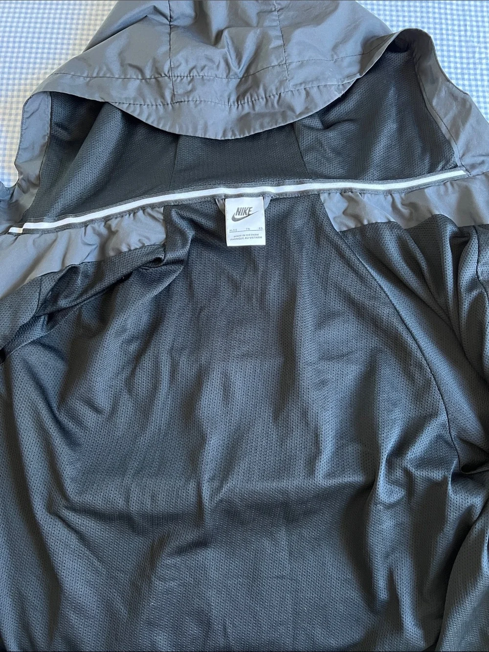 Nike Kids/ Women’s Black Hooded Windbreaker with White Logo